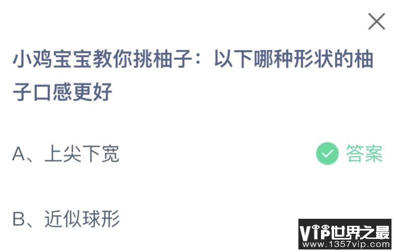 以下哪种形状的柚子口感更好 蚂蚁庄园11月9日答案