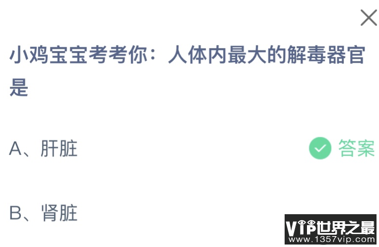 人体内最大的解毒器官是什么 蚂蚁庄园11月25日答案