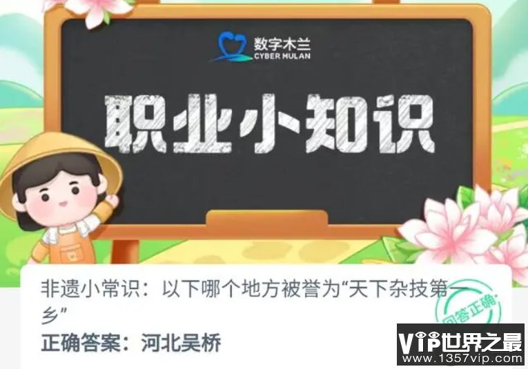 非遗小常识以下哪个地方被誉为天下杂技第一乡 蚂蚁新村12月6日答案